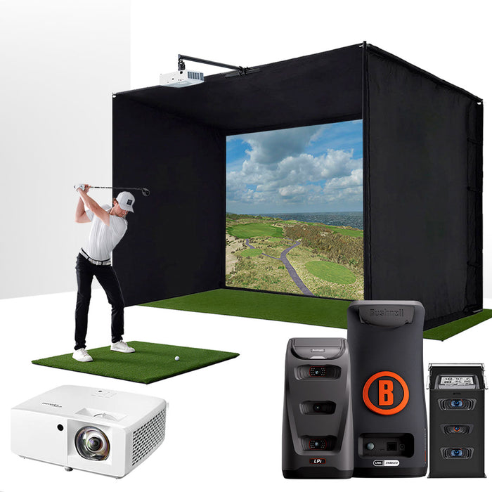 Bushnell LPi Circle B with PlayBetter SimStudio™ BYO (Build Your Own) Package – Custom Home Golf Simulator Studio Builder with Impact Screen, Enclosure, Optional Mats, Projector & More