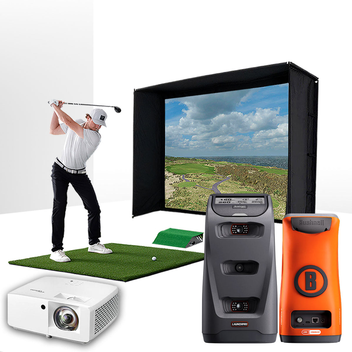 Bushnell Launch Pro Circle B Home Golf Studio Essentials Package ...