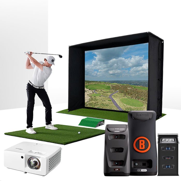 Bushnell LPi Circle B with PlayBetter SimStudio™ BYO (Build Your Own) Package – Custom Home Golf Simulator Studio Builder with Impact Screen, Enclosure, Optional Mats, Projector & More