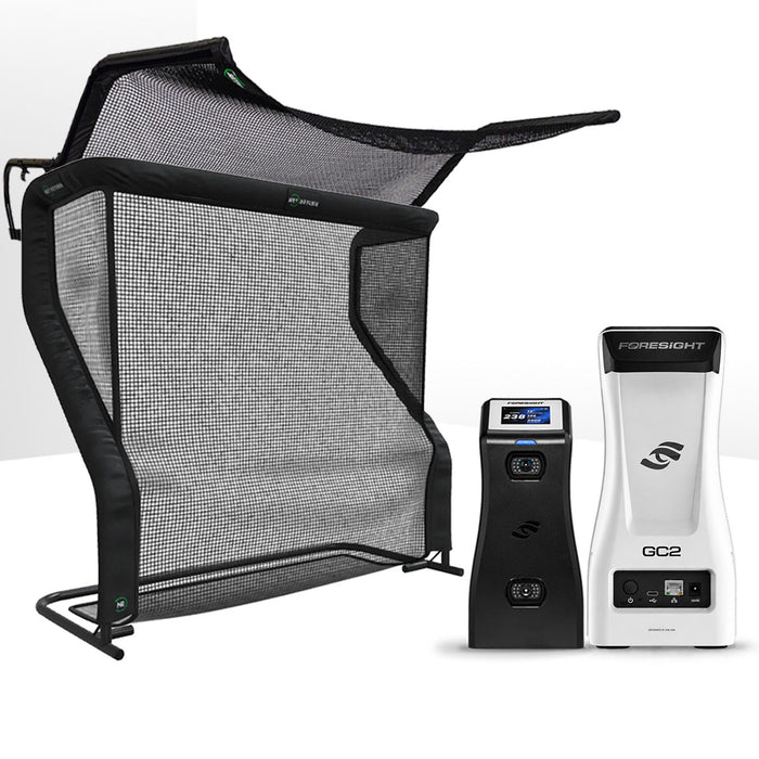 Foresight GC2 Golf Launch Monitor Home Net Studio with The Net Return Premium Hitting Net Package