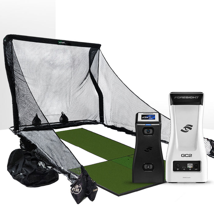 Foresight GC2 Golf Launch Monitor Home Net Studio with The Net Return Premium Hitting Net Package