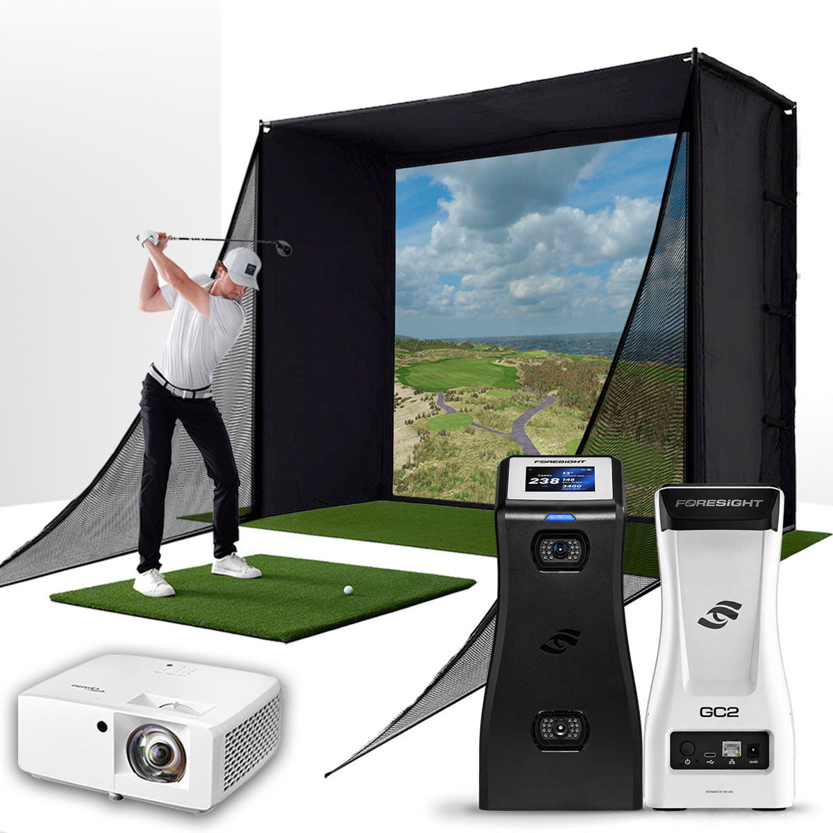 Everything You Need for a Foresight GC2 & PlayBetter SimStudio™ Home Golf Simulator Package