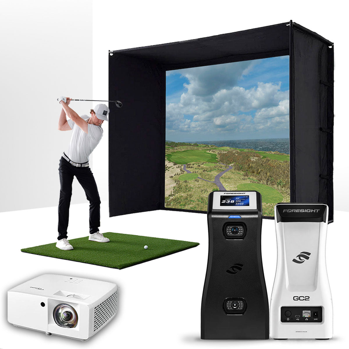 Everything You Need for a Foresight GC2 & PlayBetter SimStudio™ Home Golf Simulator Package