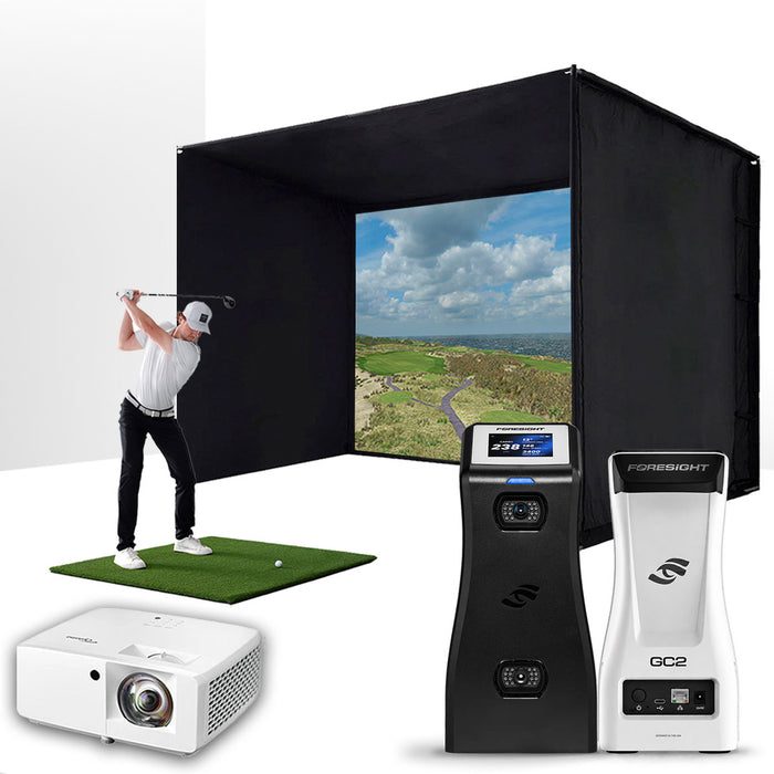 Foresight GC2 with PlayBetter SimStudio™ ESSENTIALS Package | Golf Simulator Studio with Impact Screen, Enclosure, Hitting Mat & Projector