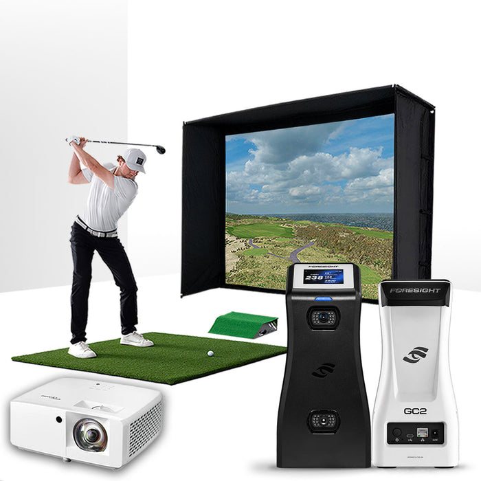 Foresight GC2 with PlayBetter SimStudio™ ESSENTIALS Package | Golf Simulator Studio with Impact Screen, Enclosure, Hitting Mat & Projector