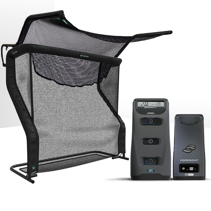 Foresight GC3 Golf Launch Monitor & Simulator Home Net Studio with The Net Return Premium Hitting Net Package