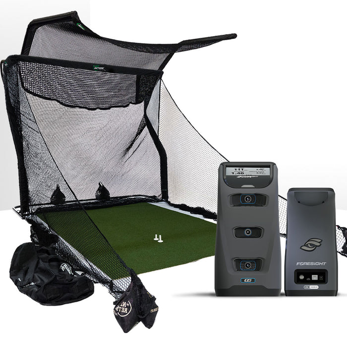 Foresight GC3 Golf Launch Monitor & Simulator Home Net Studio with The Net Return Premium Hitting Net Package