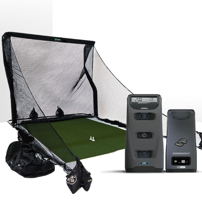 Foresight GC3 Golf Launch Monitor & Simulator Home Net Studio with The Net Return Premium Hitting Net Package