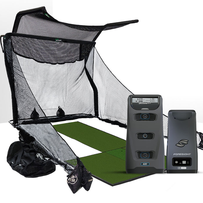 Foresight GC3 Golf Launch Monitor & Simulator Home Net Studio with The Net Return Premium Hitting Net Package
