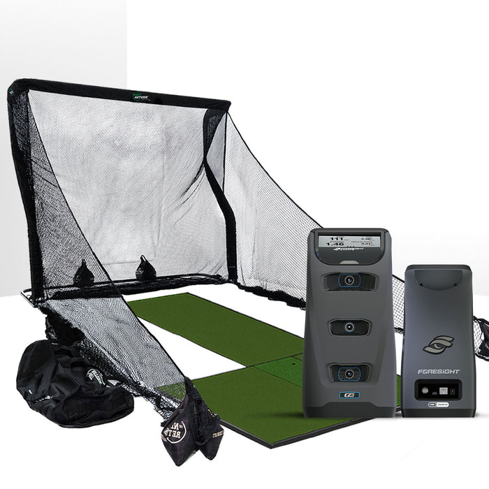 Foresight GC3 Golf Launch Monitor & Simulator Home Net Studio with The Net Return Premium Hitting Net Package
