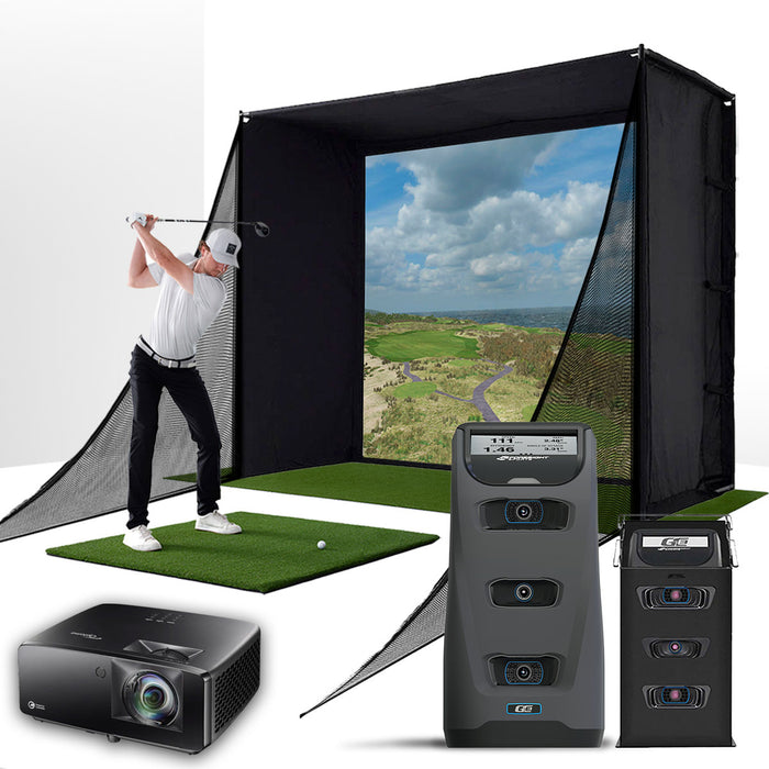 Foresight GC3 with PlayBetter SimStudio™ COMPLETE Package | Golf Simulator Studio with Impact Screen, Enclosure, Side Barriers, Hitting/Putting Mats, Projector & Protective Case