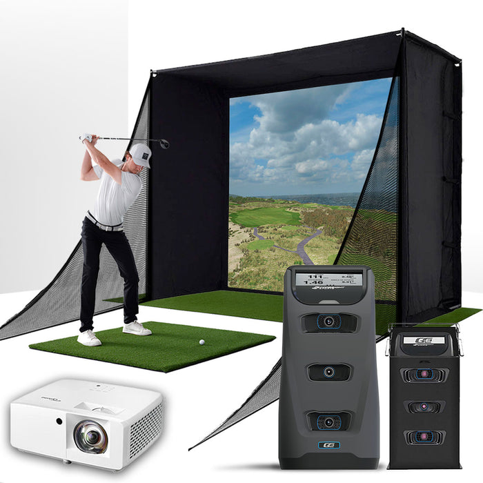 Foresight GC3 with PlayBetter SimStudio™ COMPLETE Package | Golf Simulator Studio with Impact Screen, Enclosure, Side Barriers, Hitting/Putting Mats, Projector & Protective Case