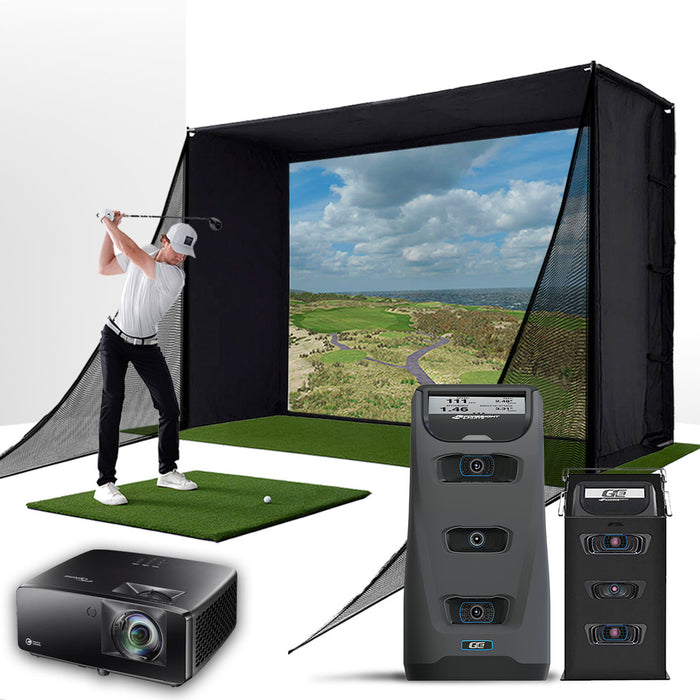 Foresight GC3 with PlayBetter SimStudio™ COMPLETE Package | Golf Simulator Studio with Impact Screen, Enclosure, Side Barriers, Hitting/Putting Mats, Projector & Protective Case