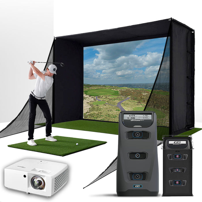 Foresight GC3 with PlayBetter SimStudio™ COMPLETE Package | Golf Simulator Studio with Impact Screen, Enclosure, Side Barriers, Hitting/Putting Mats, Projector & Protective Case
