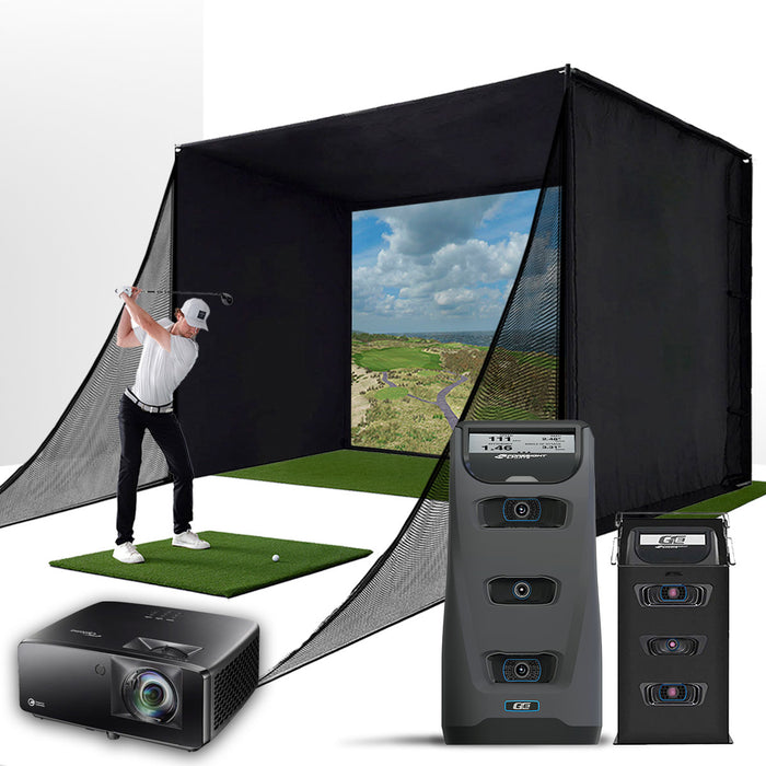 Foresight GC3 with PlayBetter SimStudio™ COMPLETE Package | Golf Simulator Studio with Impact Screen, Enclosure, Side Barriers, Hitting/Putting Mats, Projector & Protective Case