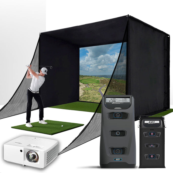 Foresight GC3 with PlayBetter SimStudio™ COMPLETE Package | Golf Simulator Studio with Impact Screen, Enclosure, Side Barriers, Hitting/Putting Mats, Projector & Protective Case