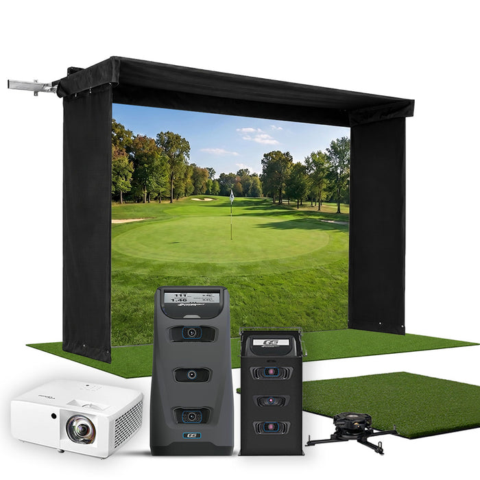 Foresight GC3 SportScreen Vanish LITE Hybrid-Retractable Golf Studio Complete Package | Home Golf Simulator Studio with Impact Screen, Enclosure, Hitting Mat, Putting Turf & Projector