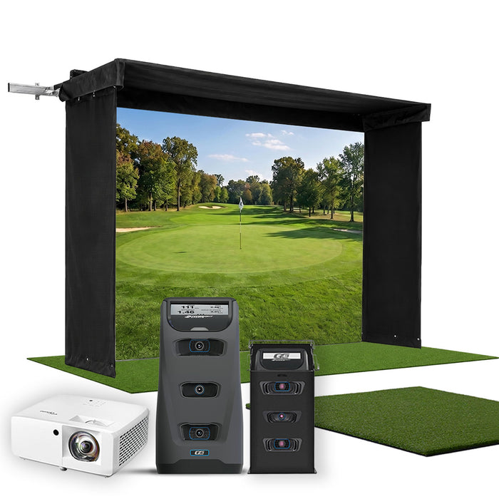 Foresight GC3 SportScreen Vanish LITE Hybrid-Retractable Golf Studio Complete Package | Home Golf Simulator Studio with Impact Screen, Enclosure, Hitting Mat, Putting Turf & Projector