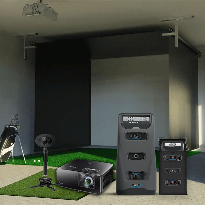 Foresight GC3 SportScreen Vanish Retractable Golf Studio Complete Package | Home Golf Simulator Studio with Impact Screen, Enclosure, Hitting Mat, Putting Turf & Projector