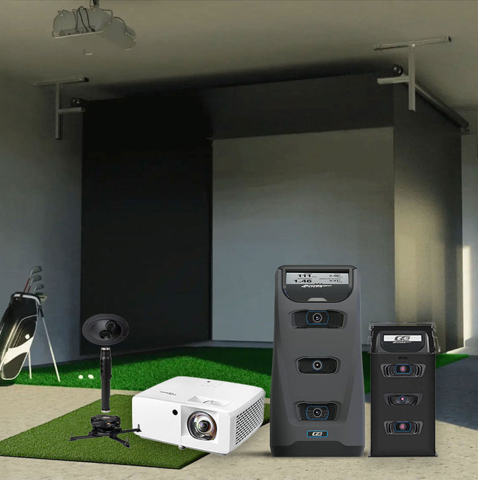 Foresight GC3 SportScreen Vanish Retractable Golf Studio Complete Package | Home Golf Simulator Studio with Impact Screen, Enclosure, Hitting Mat, Putting Turf & Projector