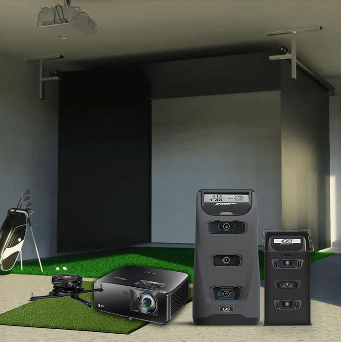 Foresight GC3 SportScreen Vanish Retractable Golf Studio Complete Package | Home Golf Simulator Studio with Impact Screen, Enclosure, Hitting Mat, Putting Turf & Projector