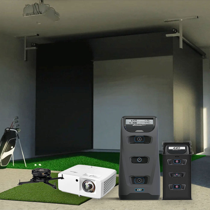 Foresight GC3 SportScreen Vanish Retractable Golf Studio Complete Package | Home Golf Simulator Studio with Impact Screen, Enclosure, Hitting Mat, Putting Turf & Projector