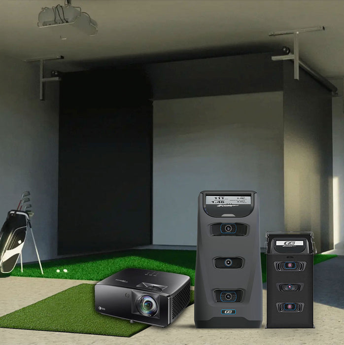 Foresight GC3 SportScreen Vanish Retractable Golf Studio Complete Package | Home Golf Simulator Studio with Impact Screen, Enclosure, Hitting Mat, Putting Turf & Projector