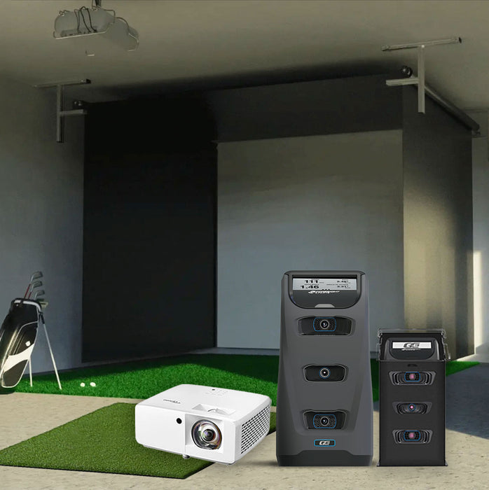 Foresight GC3 SportScreen Vanish Retractable Golf Studio Complete Package | Home Golf Simulator Studio with Impact Screen, Enclosure, Hitting Mat, Putting Turf & Projector