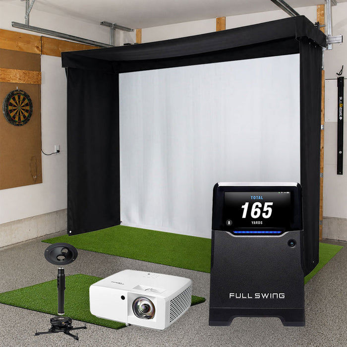 Full Swing KIT SportScreen Vanish LITE Semi-Retractable Golf Studio Complete Package | Home Golf Simulator Studio with Impact Screen, Enclosure, Hitting Mat, Putting Turf & Projector