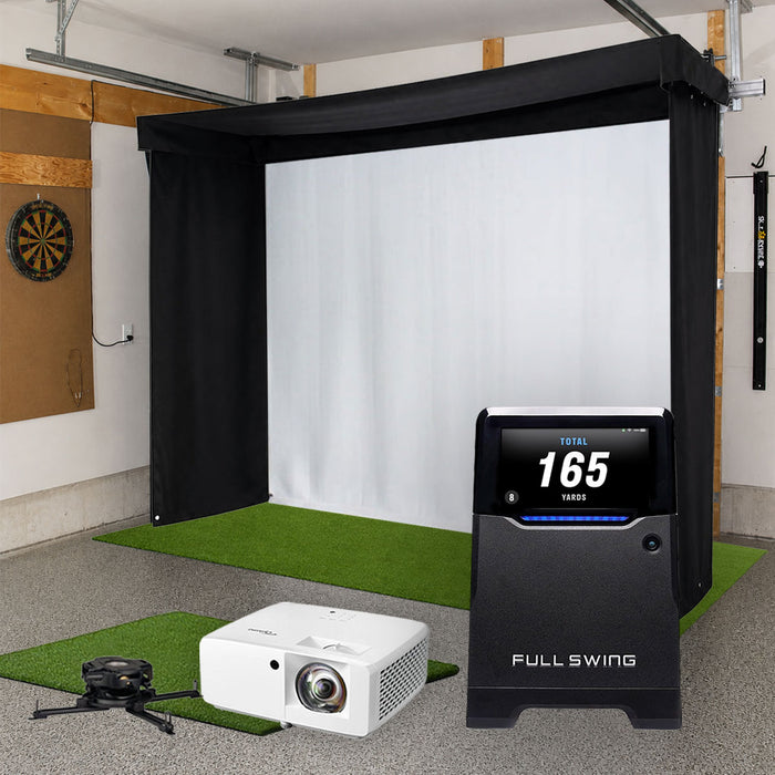 Full Swing KIT SportScreen Vanish LITE Semi-Retractable Golf Studio Complete Package | Home Golf Simulator Studio with Impact Screen, Enclosure, Hitting Mat, Putting Turf & Projector
