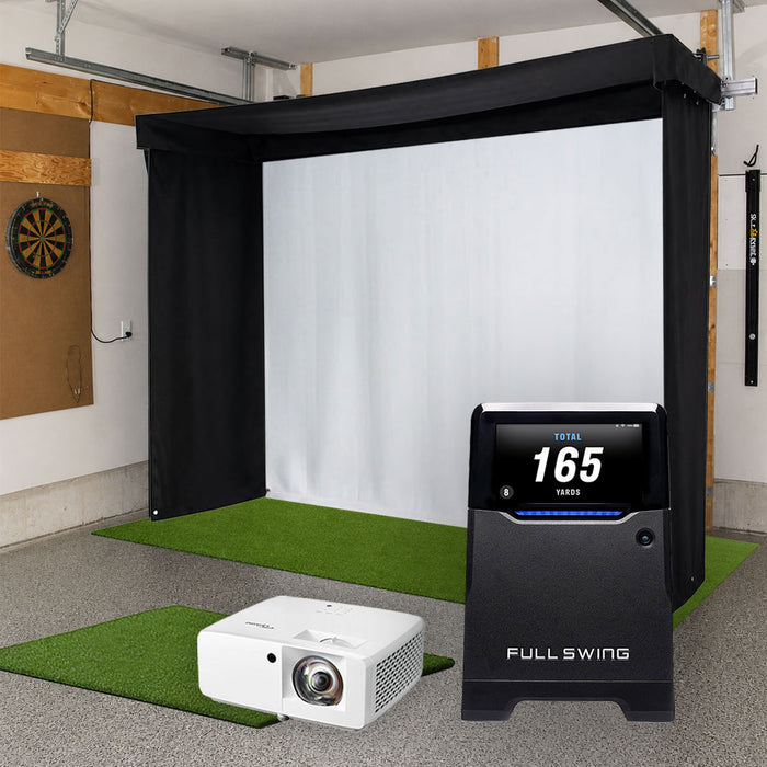 Full Swing KIT SportScreen Vanish LITE Semi-Retractable Golf Studio Complete Package | Home Golf Simulator Studio with Impact Screen, Enclosure, Hitting Mat, Putting Turf & Projector