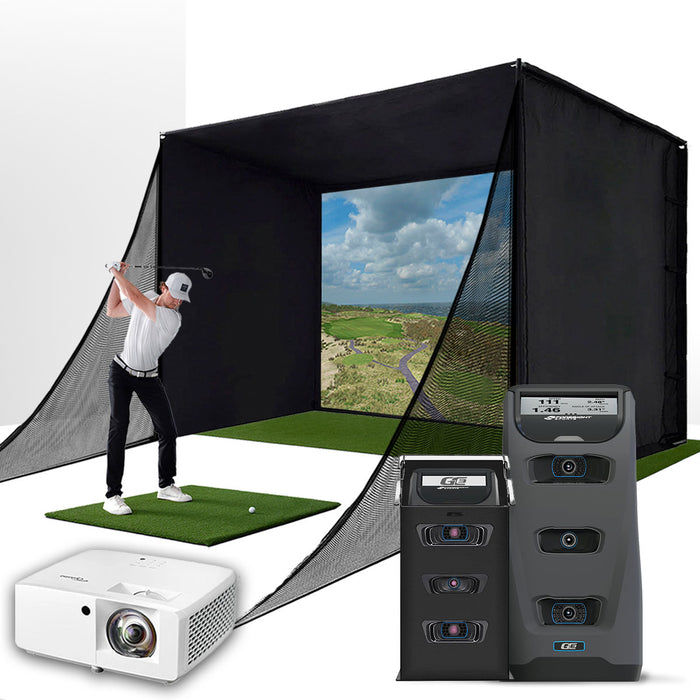 Foresight GC3 (Certified Pre-Owned) with PlayBetter SimStudio™ COMPLETE Package with PlayBetter SimStudio™ COMPLETE Package | Golf Simulator Studio with Impact Screen, Enclosure, Side Barriers, Hitting/Putting Mats, Projector & Protective Case