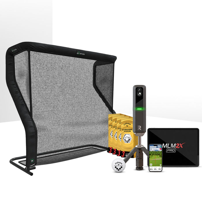 Rapsodo MLM2XPRO Golf Launch Monitor & Simulator Home Net Studio with The Net Return Premium Hitting Net Package