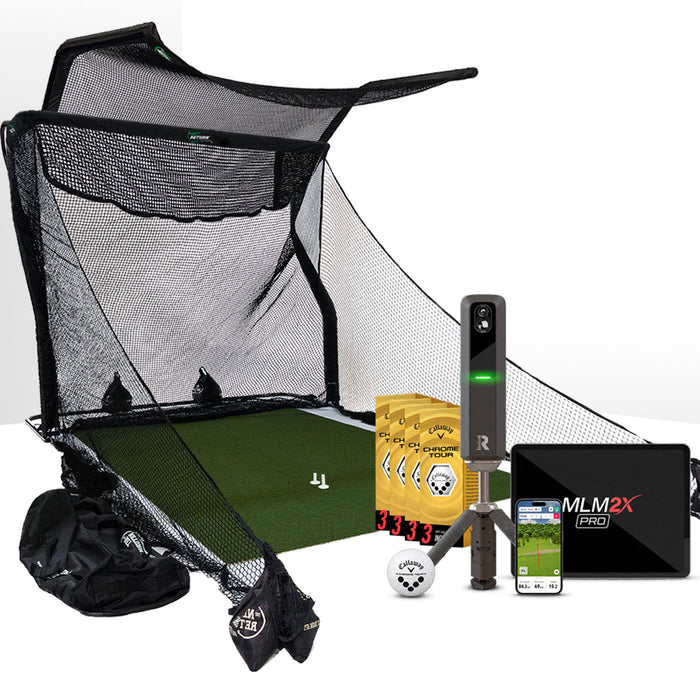 Rapsodo MLM2XPRO Golf Launch Monitor & Simulator Home Net Studio with The Net Return Premium Hitting Net Package