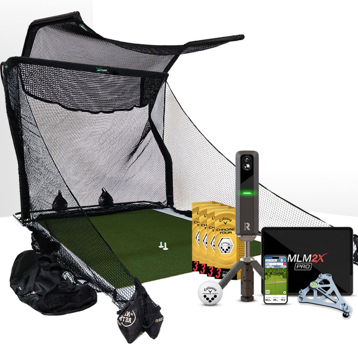 Rapsodo MLM2XPRO Golf Launch Monitor & Simulator Home Net Studio with The Net Return Premium Hitting Net Package