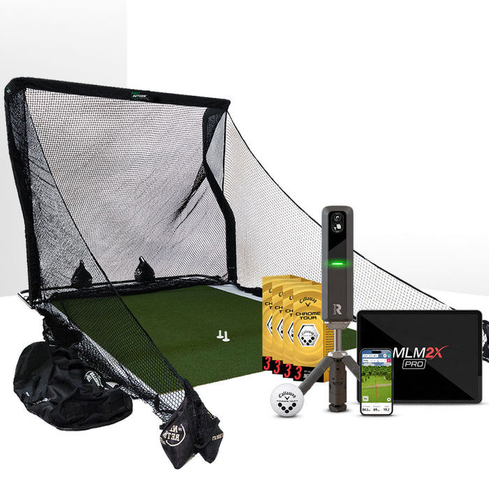 Rapsodo MLM2XPRO Golf Launch Monitor & Simulator Home Net Studio with The Net Return Premium Hitting Net Package