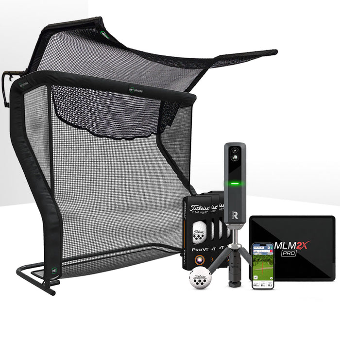 Rapsodo MLM2XPRO Golf Launch Monitor & Simulator Home Net Studio with The Net Return Premium Hitting Net Package