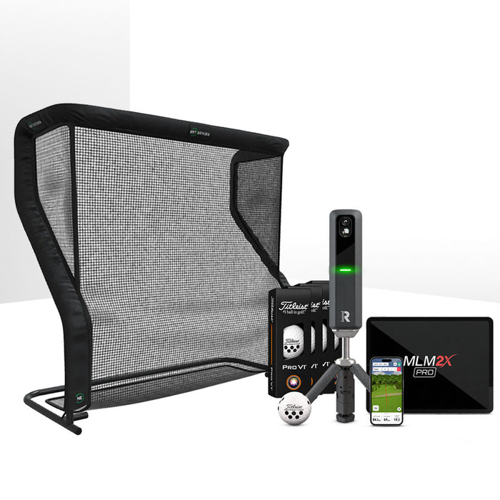 Rapsodo MLM2XPRO Golf Launch Monitor & Simulator Home Net Studio with The Net Return Premium Hitting Net Package
