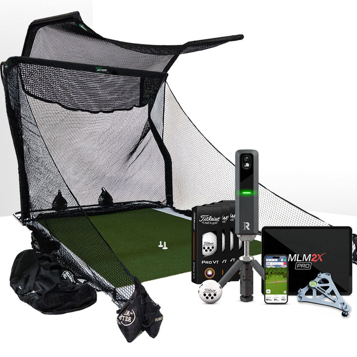 Rapsodo MLM2XPRO Golf Launch Monitor & Simulator Home Net Studio with The Net Return Premium Hitting Net Package