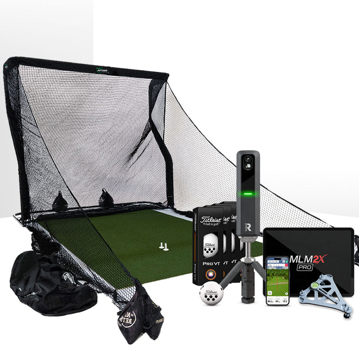 Rapsodo MLM2XPRO Golf Launch Monitor & Simulator Home Net Studio with The Net Return Premium Hitting Net Package