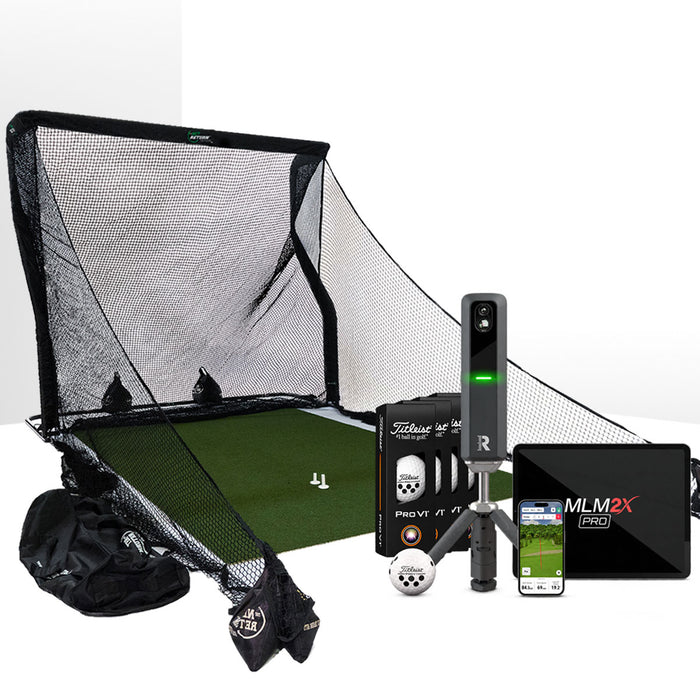 Rapsodo MLM2XPRO Golf Launch Monitor & Simulator Home Net Studio with The Net Return Premium Hitting Net Package