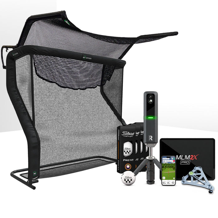 Rapsodo MLM2XPRO Golf Launch Monitor & Simulator Home Net Studio with The Net Return Premium Hitting Net Package