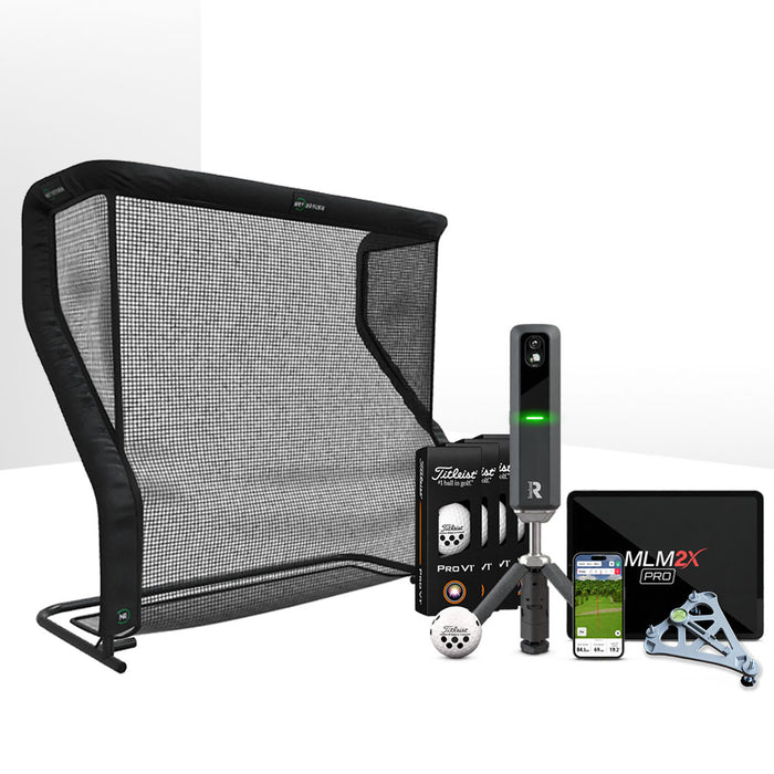 Rapsodo MLM2XPRO Golf Launch Monitor & Simulator Home Net Studio with The Net Return Premium Hitting Net Package