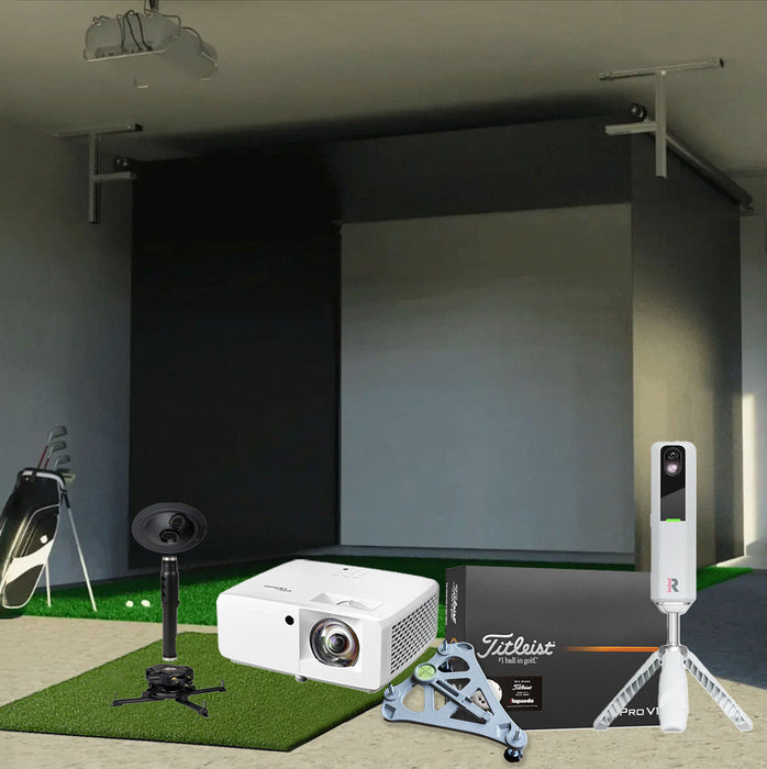 Rapsodo MLM2PRO SportScreen Vanish Retractable Golf Studio Complete Package | Home Golf Simulator Studio with Impact Screen, Enclosure, Hitting Mat, Putting Turf & Projector