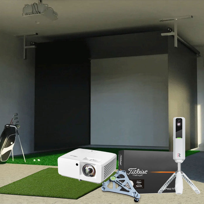 Rapsodo MLM2PRO SportScreen Vanish Retractable Golf Studio Complete Package | Home Golf Simulator Studio with Impact Screen, Enclosure, Hitting Mat, Putting Turf & Projector