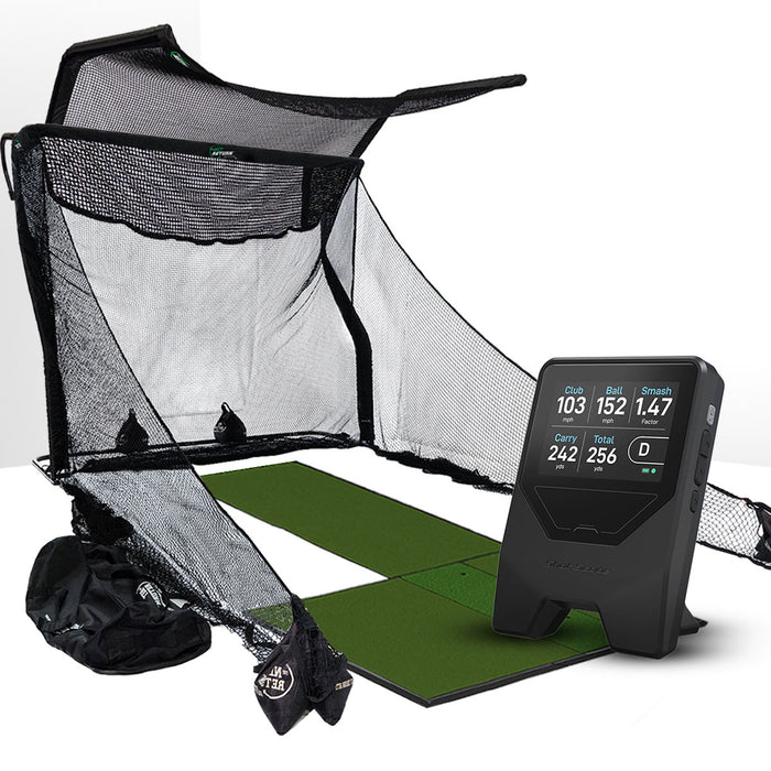 Shot Scope LM1 Golf Launch Monitor Home Net Studio with The Net Return Premium Hitting Net Package