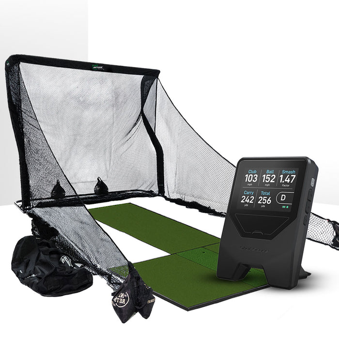 Shot Scope LM1 Golf Launch Monitor Home Net Studio with The Net Return Premium Hitting Net Package