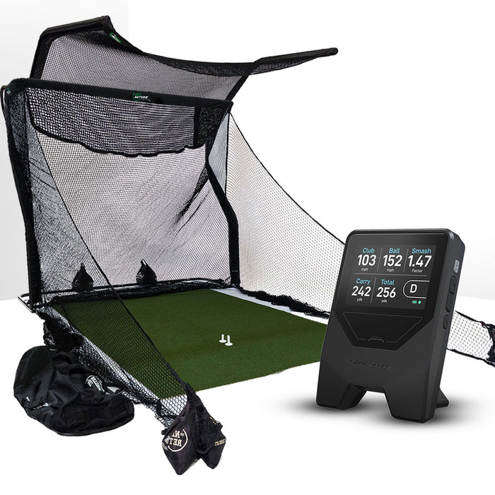 Shot Scope LM1 Golf Launch Monitor Home Net Studio with The Net Return Premium Hitting Net Package