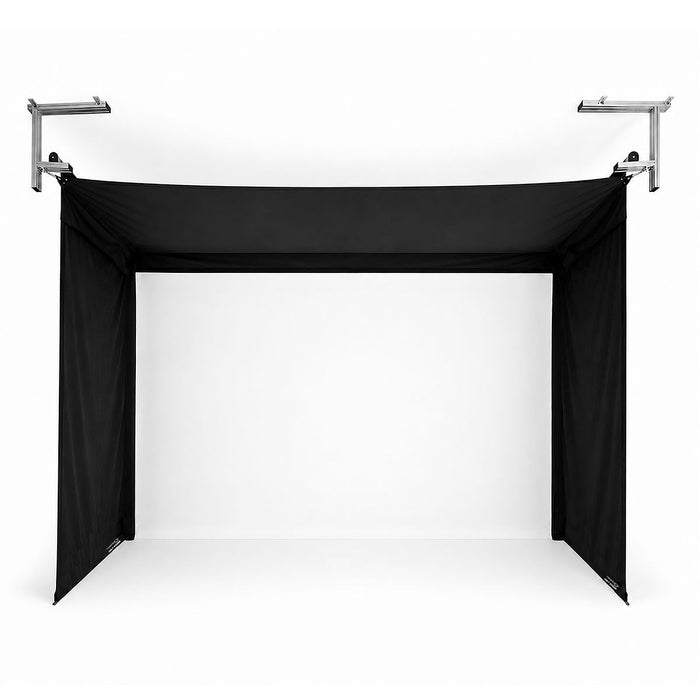 SportScreen Vanish Retractable Golf Studio Complete Package by Golficity | Home Golf Simulator Studio with Impact Screen, Enclosure, Hitting Mat, Putting Turf & Projector