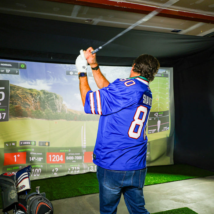 Foresight QuadMAX SportScreen Vanish Retractable Golf Studio Complete Package | Home Golf Simulator Studio with Impact Screen, Enclosure, Hitting Mat, Putting Turf & Projector